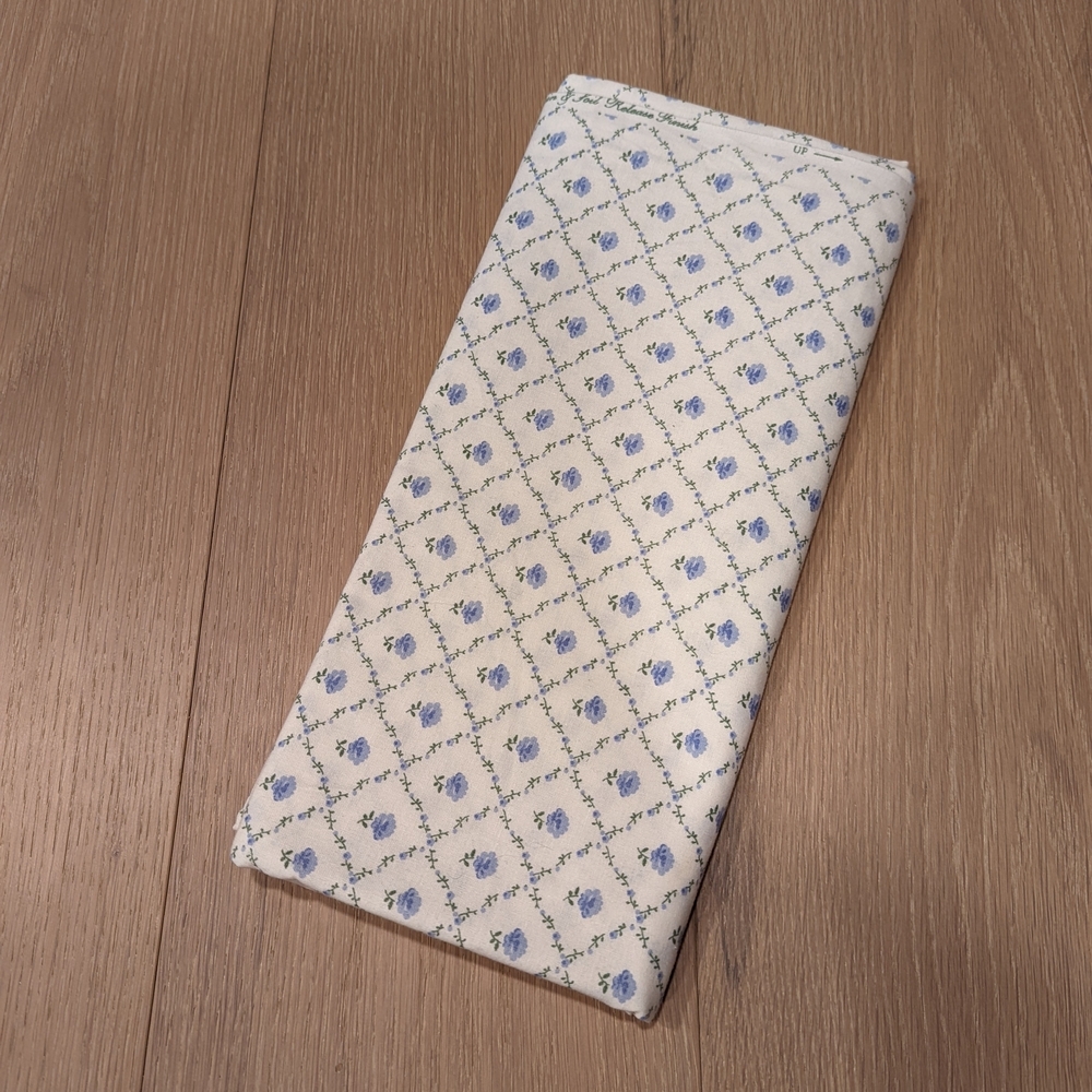 Laura Ashley Blue and White Patterned Fabric - 1 Yard